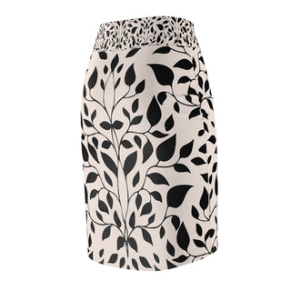 Black Leaves Women's Pencil Skirt (AOP) - Tango Boutique