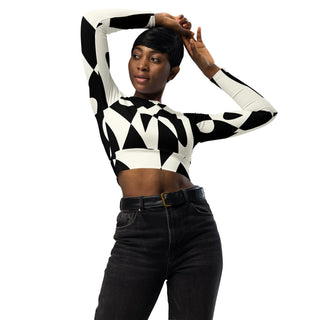 Black & White Tango Recycled long-sleeve crop top - Tango Boutique