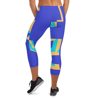 Blue Geometric Tango Capri Leggings - Tango Boutique