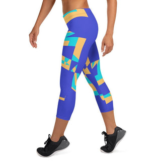 Blue Geometric Tango Capri Leggings - Tango Boutique