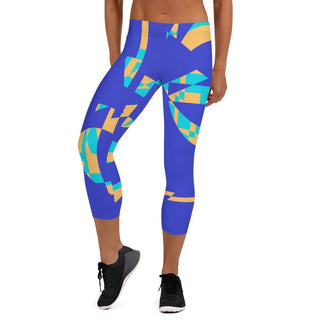 Blue Geometric Tango Capri Leggings - Tango Boutique