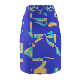 Blue Geometric Women's Pencil Skirt (AOP) - Tango Boutique