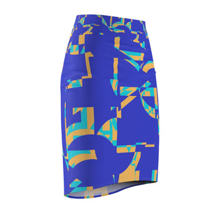 Blue Geometric Women's Pencil Skirt (AOP) - Tango Boutique