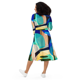 Cool abstract tango All-over print long sleeve midi dress - Tango Boutique