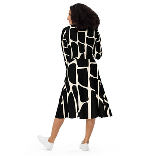 Marble All-over print long sleeve midi dress - Tango Boutique
