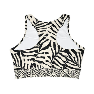 Monochrome Palms High Neck Crop Bikini Top (AOP) - Tango Boutique