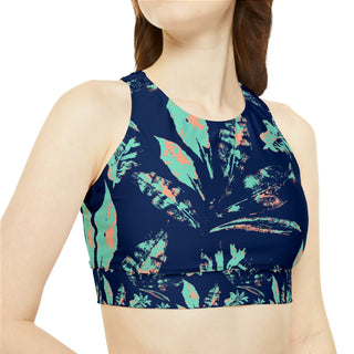 Tropical Print High Neck Crop Bikini Top (AOP) - Tango Boutique