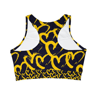 Yellow Hearts High Neck Crop Bikini Top (AOP) - Tango Boutique