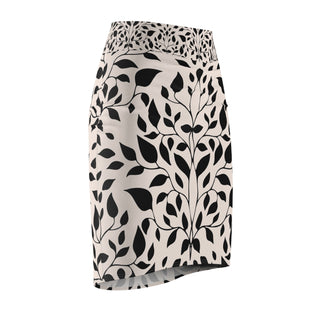 Black Leaves Women's Pencil Skirt (AOP) - Tango Boutique