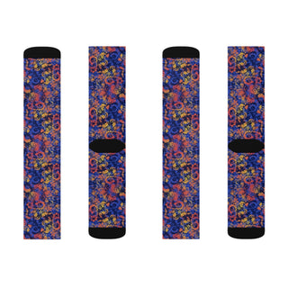 Blue Abstract Flowers Socks - Tango Boutique