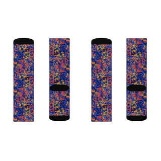Blue Abstract Flowers Socks - Tango Boutique