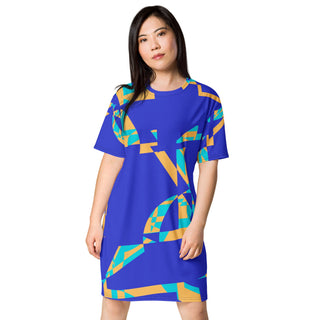 Blue Geometric Tango T-shirt dress - Tango Boutique
