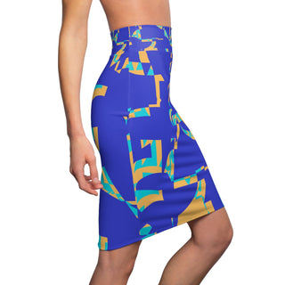 Blue Geometric Women's Pencil Skirt (AOP) - Tango Boutique