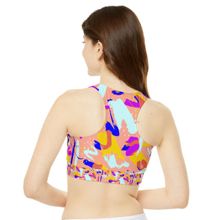 Colorful Paint High Neck Crop Bikini Top (AOP) - Tango Boutique