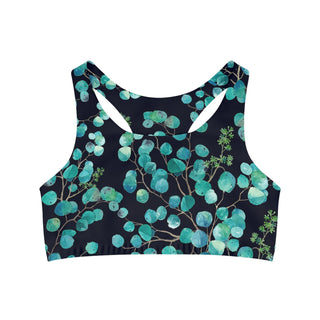 Dark Eucalyptus Foliage Seamless Sports Bra - Tango Boutique