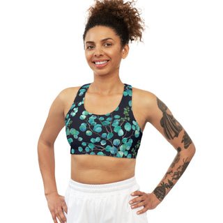 Dark Eucalyptus Foliage Seamless Sports Bra - Tango Boutique