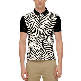 Monochrome Palms Men’s Slim Fit Short-Sleeve Polo Shirt-Heavyweight 225g - Tango Boutique