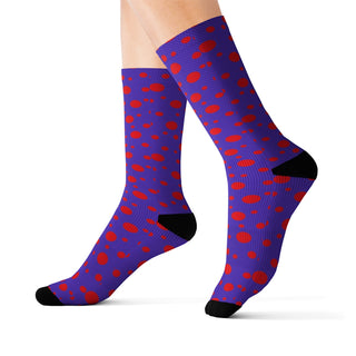 Red & Purple Polka Dots Pattern Socks - Tango Boutique