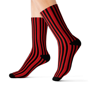 Red Vertical Stripes Pattern Socks - Tango Boutique