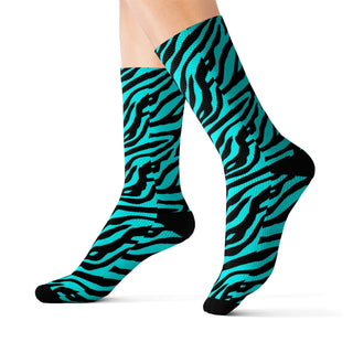 Turquoise Tiger Pattern Socks - Tango Boutique