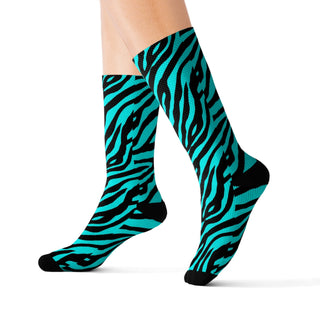 Turquoise Tiger Pattern Socks - Tango Boutique