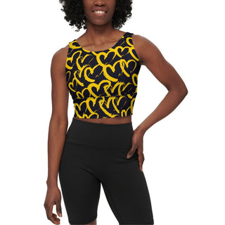 Yellow hearts Women’s Longline V-Shape-Back Sports Bra-Butter Soft Texture - Tango Boutique