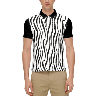 Zebra Pattern Men’s Slim Fit Short-Sleeve Polo Shirt-Heavyweight 225g - Tango Boutique